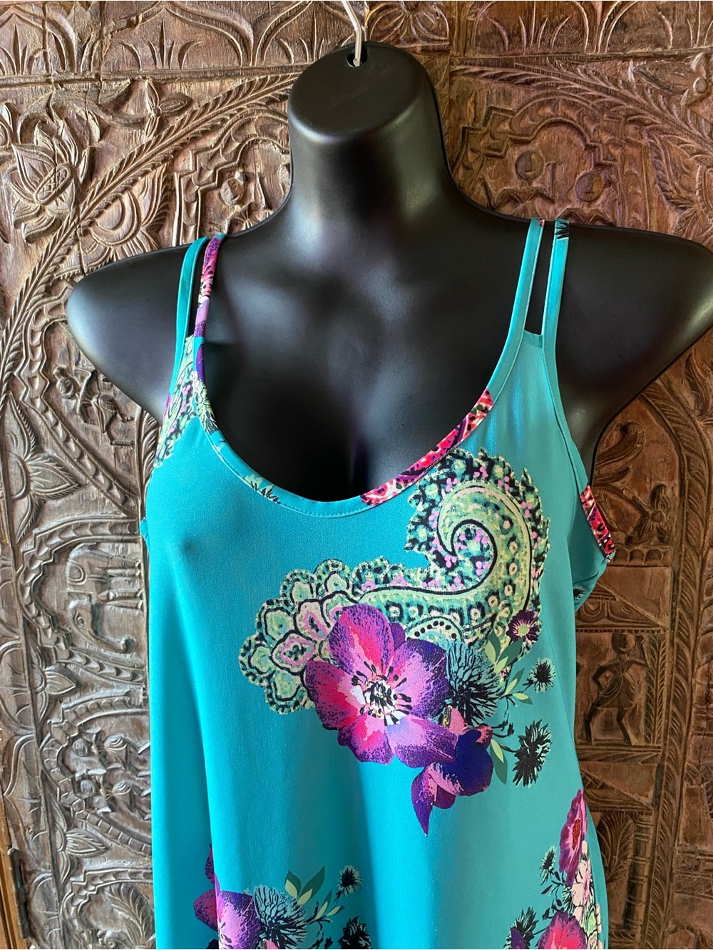 Women’s Turquoise Floral Paisley Maxi. Size UK 16 / US 12